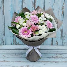Букет цветов из:  Герберы, Альстромерии и Хризантемы #REPLACE_PRED# Белорецке