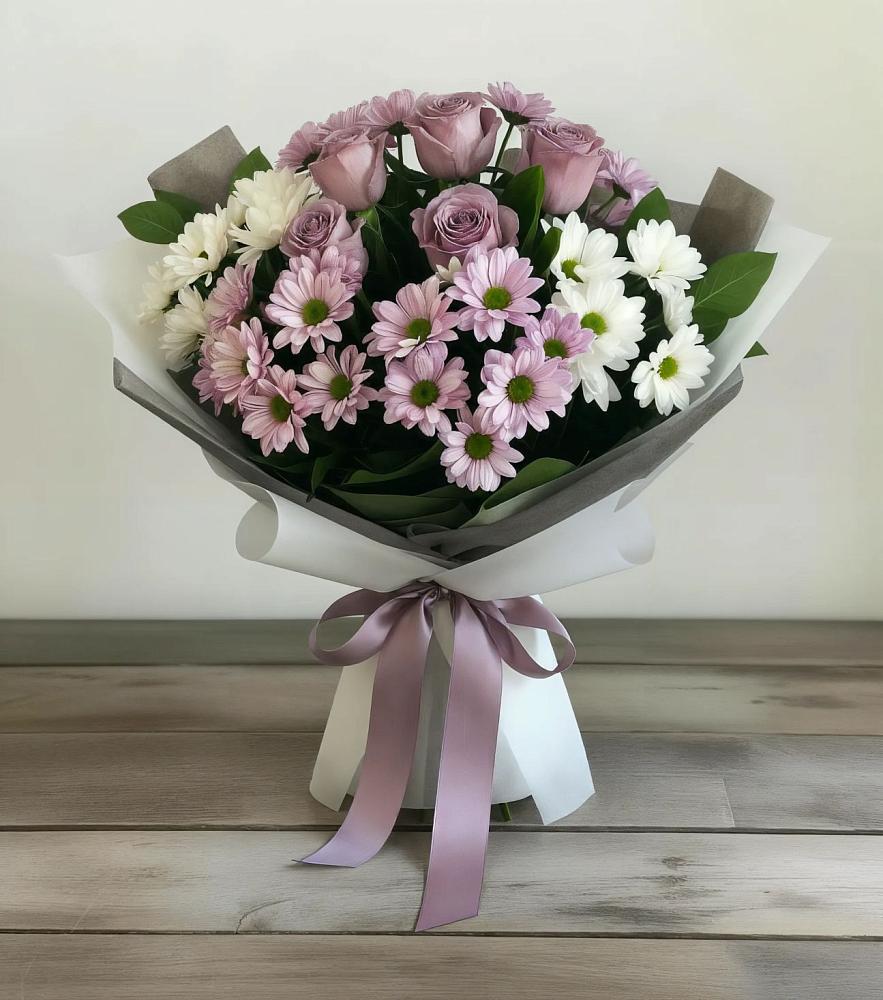 Букет цветов из: Хризантемы и Розы в Белорецке