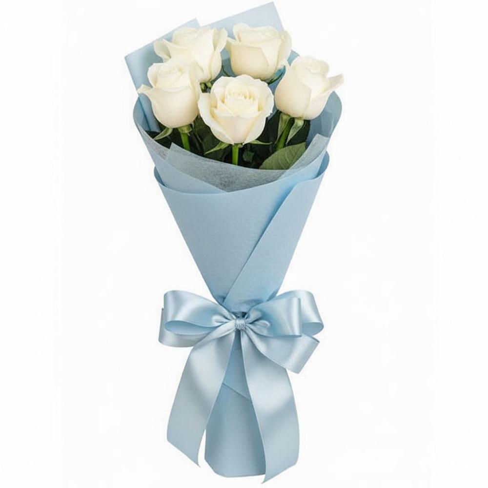 Букет 5 Белых роз Проуд в Белорецке