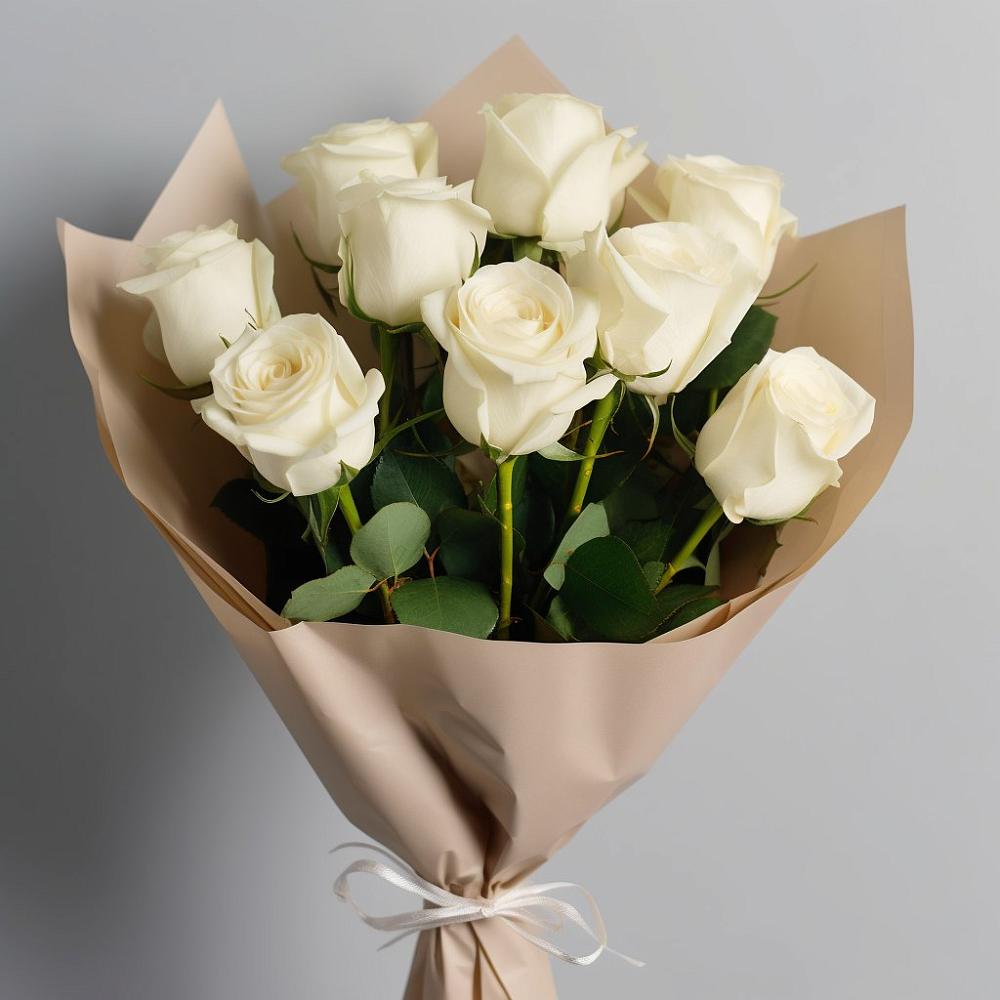 Букет 9 Белых роз Эдлесс Лав в Белорецке