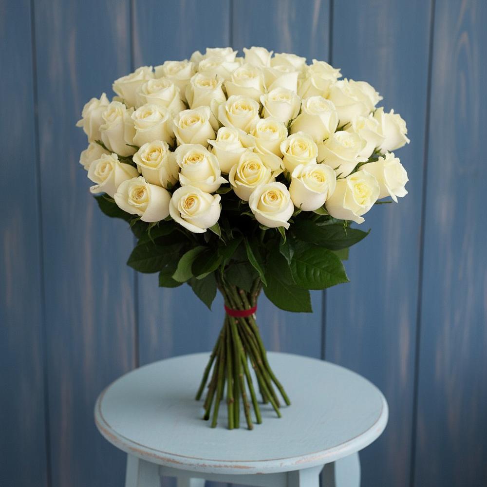 Букет 51 Белая роза Эдлесс Лав в Белорецке