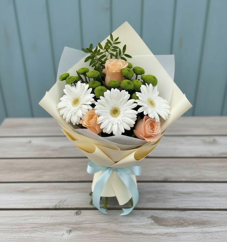 Букет цветов из: Герберы, Розы и Хризантемы в Белорецке